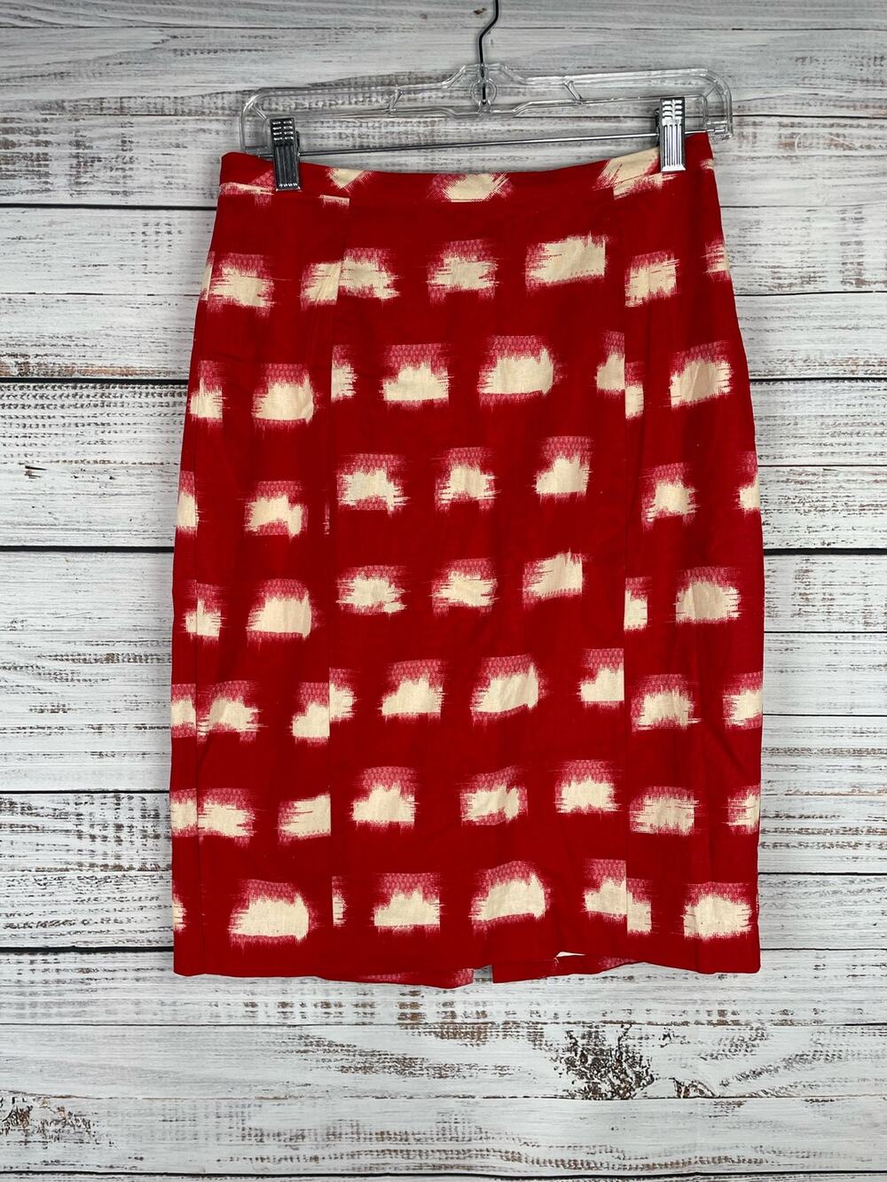 Cory Lynn Calter Red White Linen Blend Pencil Skirt 2 Modest Office Coastal